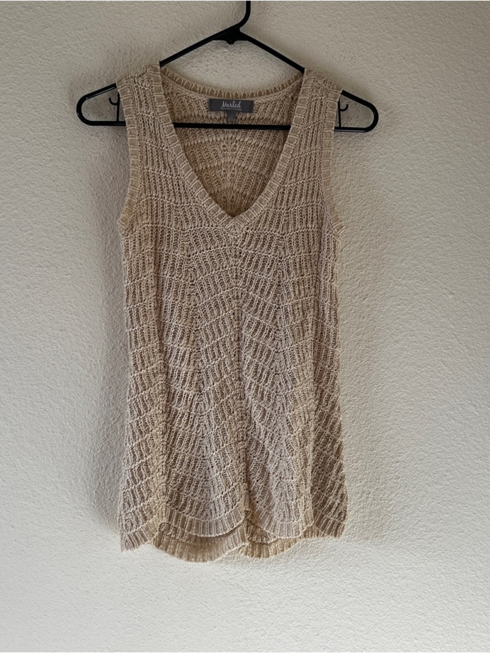 Marled Preppy Western Boho Layer Vneck Pullover Vest Knit Women’s XSmall Beige